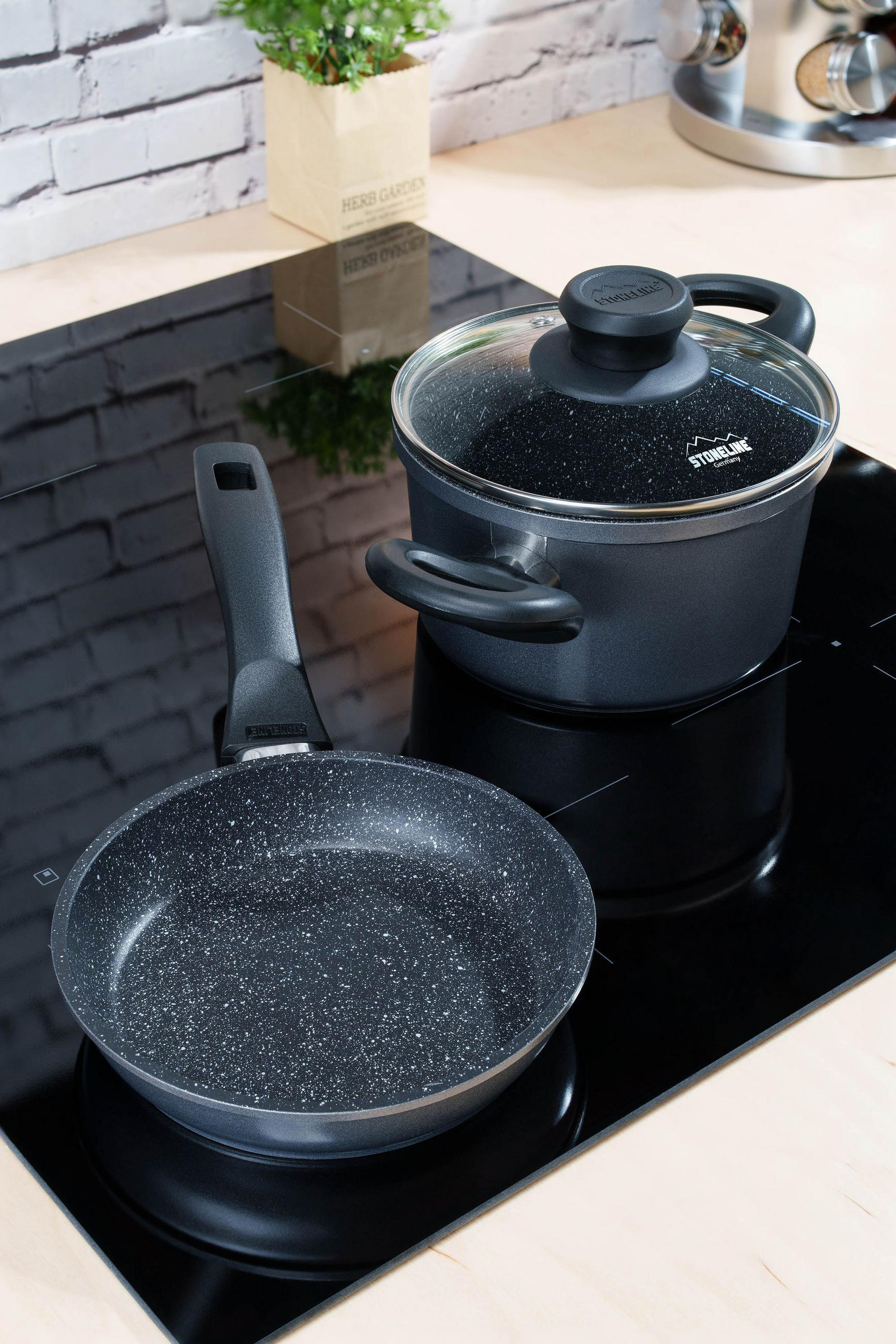 KOCHGESCHIRR-SET 3 TEILIG - Grau, Metall - Stoneline