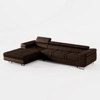 ECKSOFA VEMO CORE PLUS Links Dunkelbraun Velours-Stoff mit Schlaffunktion und Bettkasten - Dunkelbraun, Holz/Metall (350/205cm) - Barchello