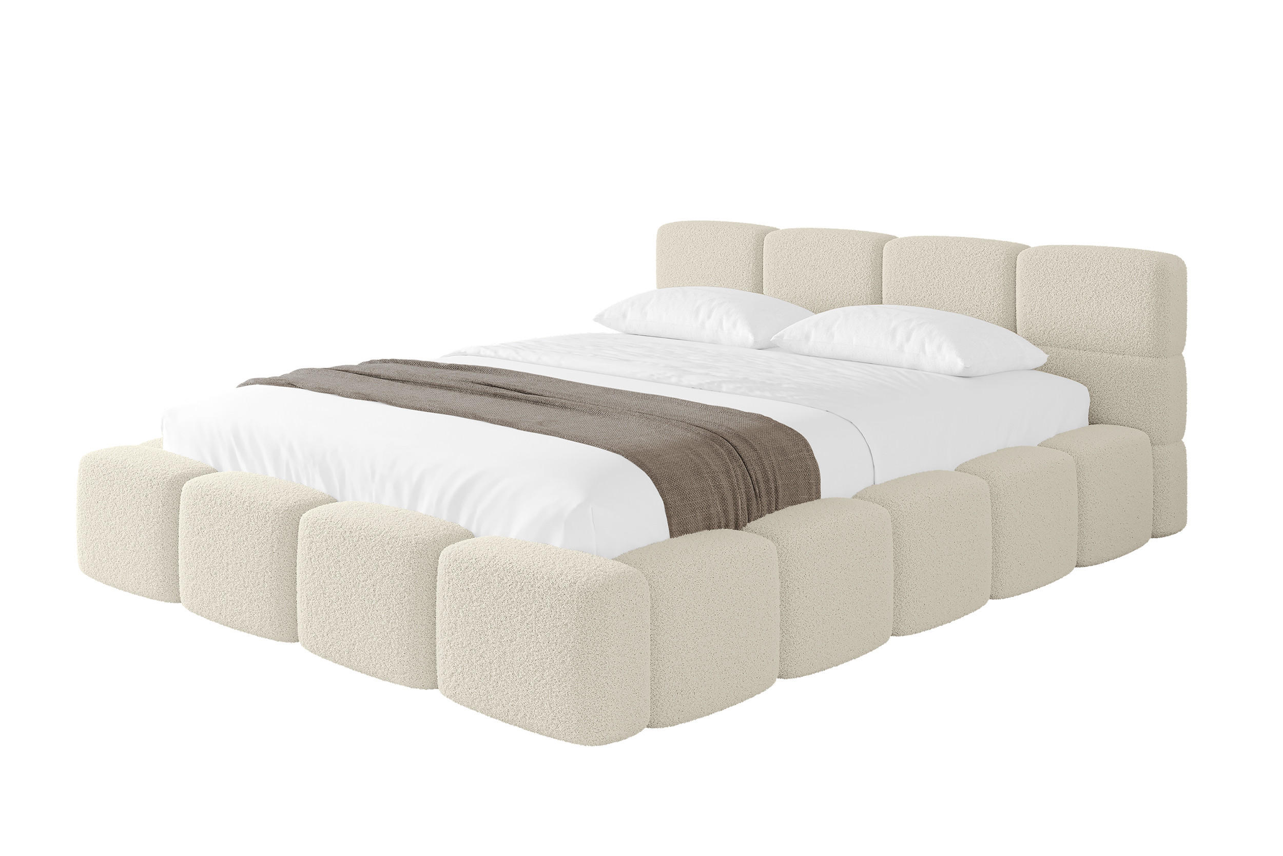 POLSTERBETT mit Bettkasten und Lattenrost, Bett mit Matratze H3/H4, Kopfteil, Boxbett, Doppelbett mit Stauraum - NATA-v1 160x200 Beige - Beige, Holzwerkstoff/Textil (160/200cm) - ALTDECOR