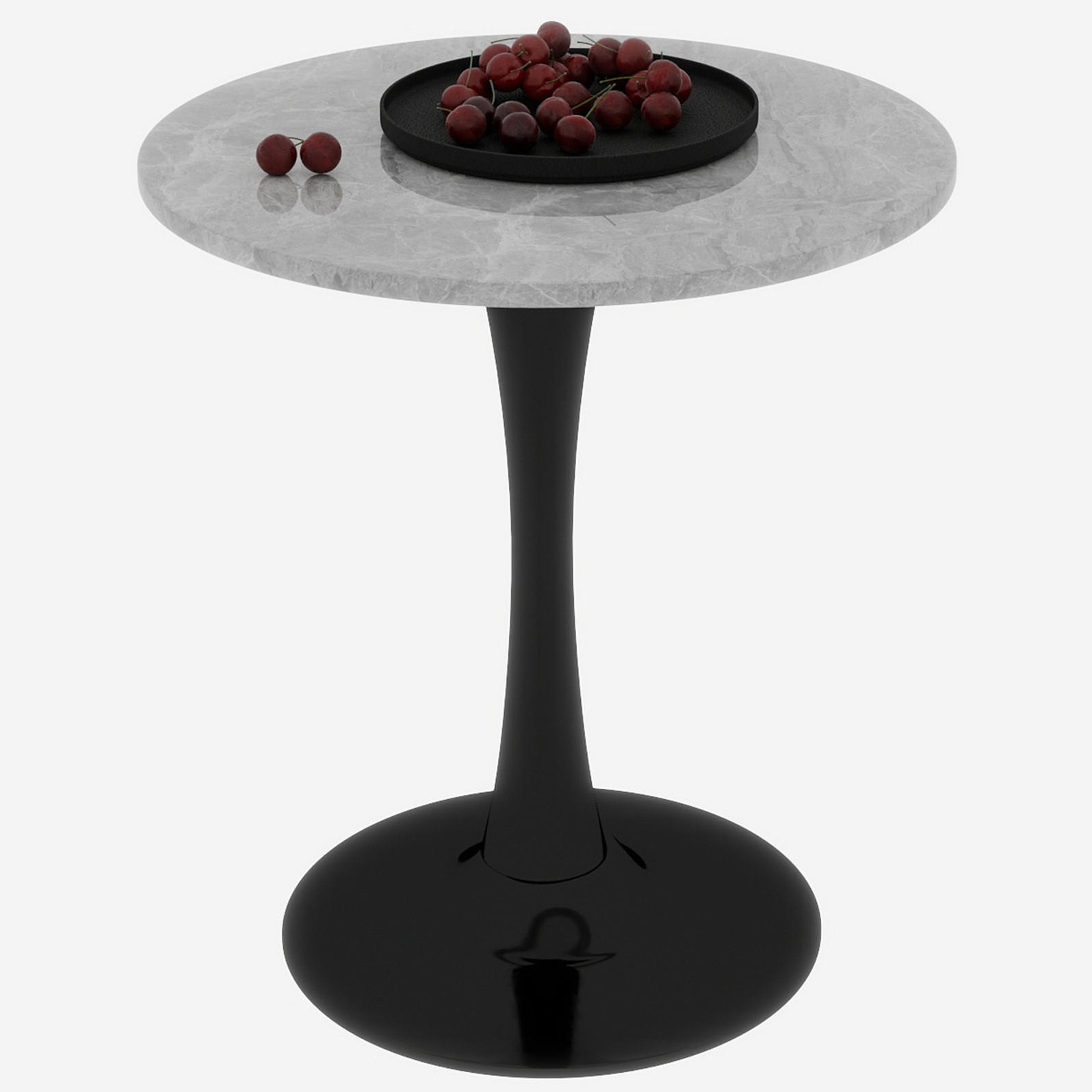 Modfu KONFERENČNÍ stolek z umělého mramoru 70x70x72 cm černo-šedý kulatý, pro 2-4 osoby a do více interiérů