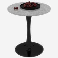 BEISTELLTISCH 70 cm, rundes Design in Marmoroptik für Wohn- und Essbereich, Schwarz/Grau - Grau, Stein (70/70/72cm) - Modfu