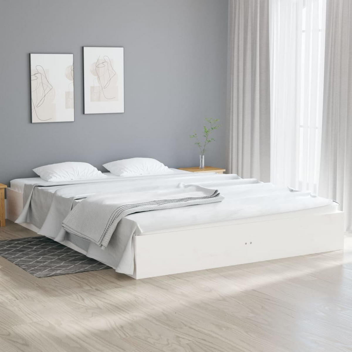 MASSIVHOLZBETT Weiss 140/200 Cm - Weiß, Naturmaterialien (140/200cm) - vidaXL