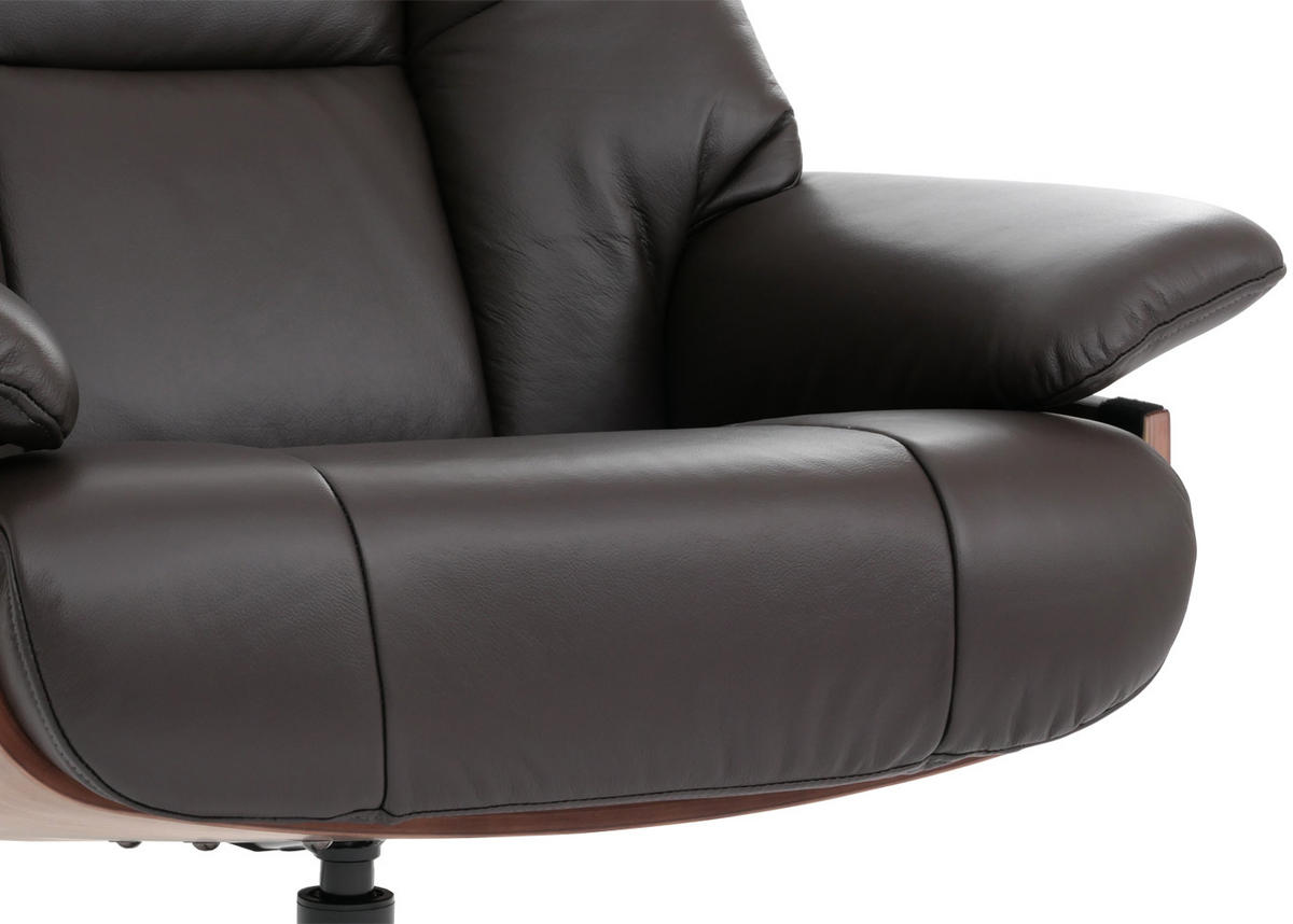 RELAXSESSEL + HOCKER Braun - Braun, Leder (81/105/106cm) - MCW