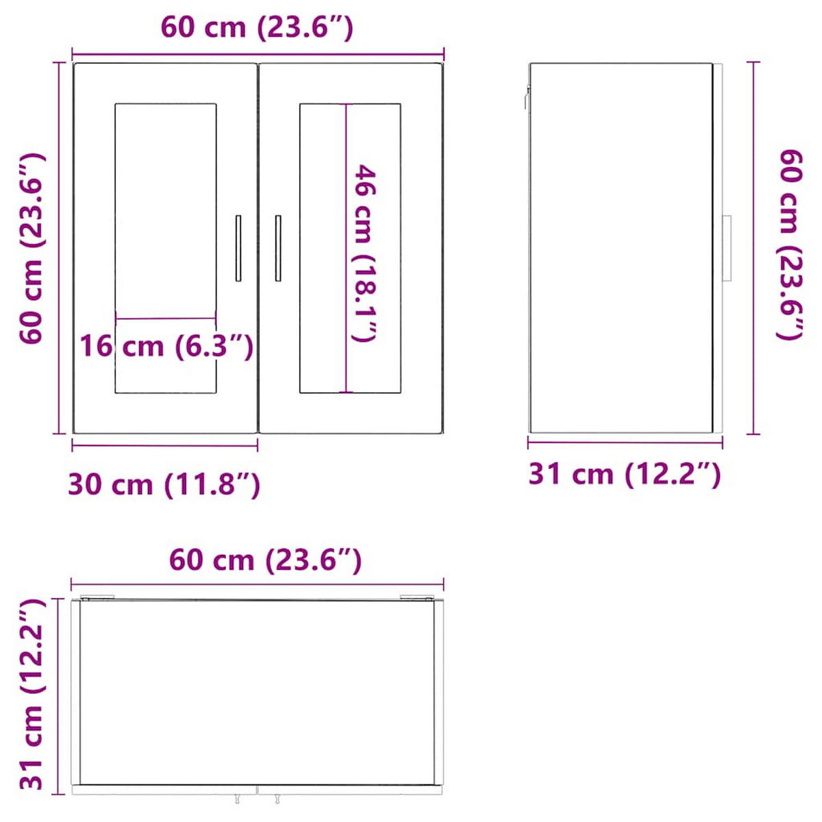 KÜCHEN-HÄNGESCHRANK Schwarz Holzwerkstoff - Schwarz, Holzwerkstoff (31/60/60cm) - vidaXL