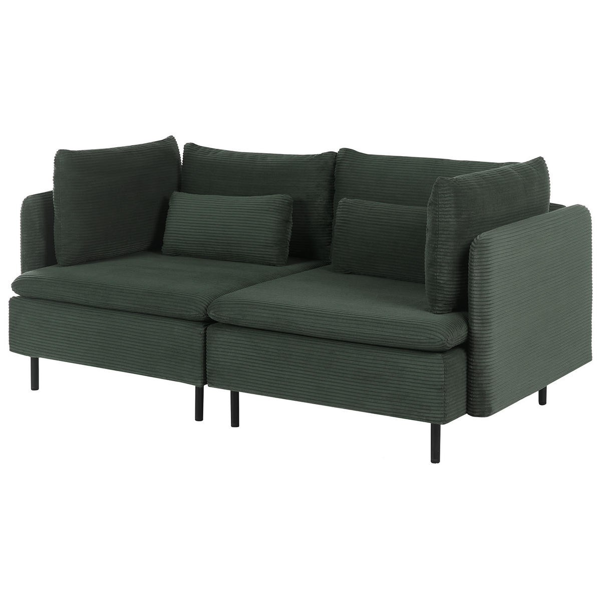 MODULÁRNÍ POHOVKA 2-místná Tmavě zelená Manšestr Egeris - zelená barva, textil (172/80/94cm) - Beliani