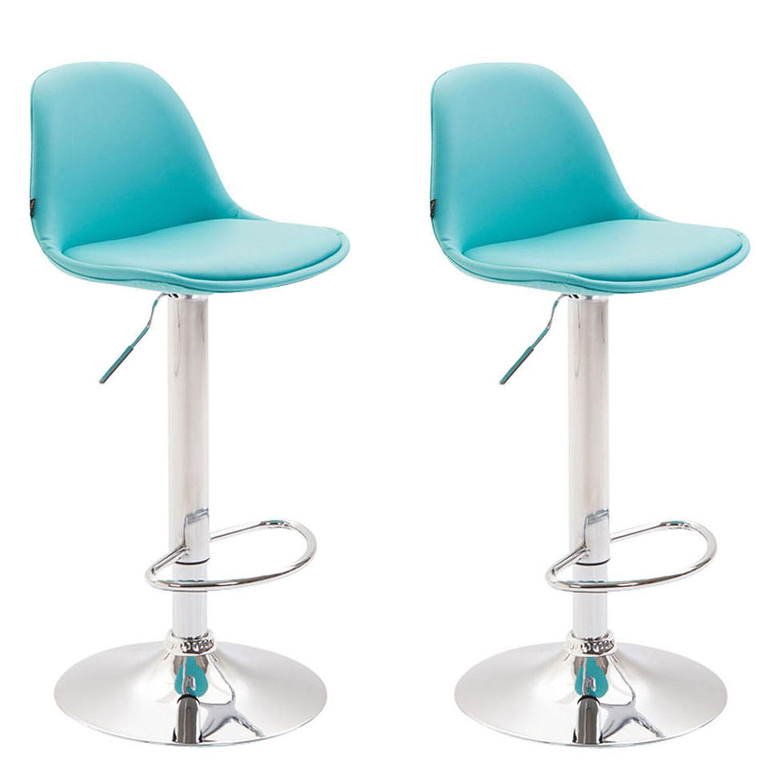 BARHOCKER Kilian, 2er Set, Gestell Metall in Chromoptik, Vollgepolstert, Kunstleder Blau - Blau/Chromfarben, Kunststoff/Textil (39/100/43cm) - TPFLiving