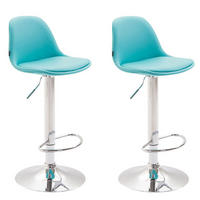 BARHOCKER Kilian, 2er Set, Gestell Metall in Chromoptik, Vollgepolstert, Kunstleder Blau - Blau/Chromfarben, Kunststoff/Textil (39/100/43cm) - TPFLiving