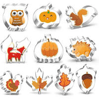 AUSSTECHFORMEN Set 10 Stück Edelstahl Herbst Erntedankfest Kürbis Eichel - Multicolor, Metall (7/1.5/9.7cm)