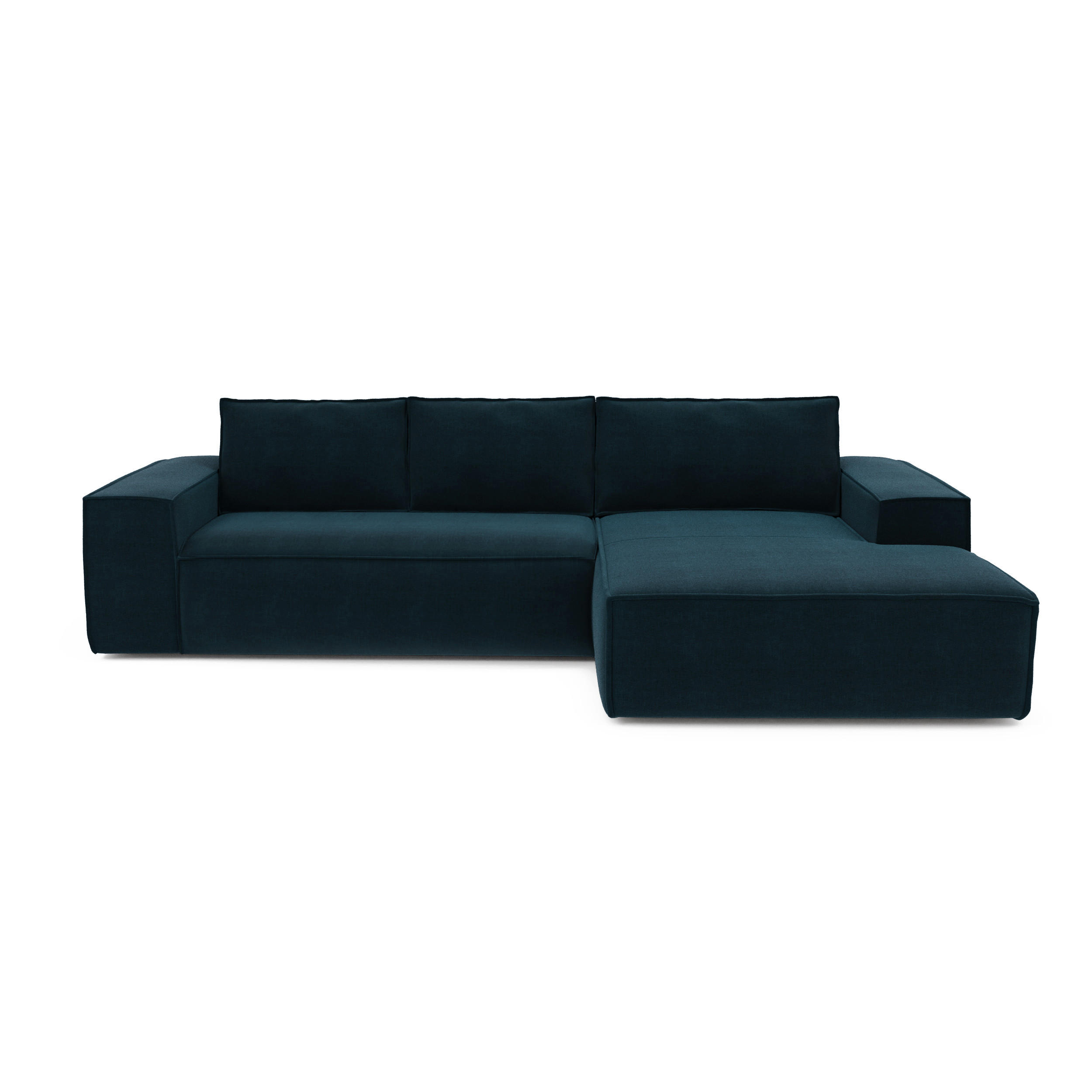 ECKSOFA RECHTS Samt Pfauenblau 302cm - Blau/Hellblau, Textil (302/165cm) - Sia Home