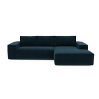 ECKSOFA RECHTS Samt Pfauenblau 302cm - Blau/Hellblau, Textil (302/165cm) - Sia Home