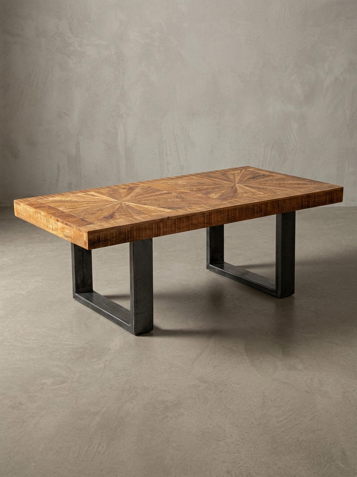 COUCHTISCH Mangoholz in Rustikalem Stil mit Metallbeinen, Maße 105x40x55 cm, Traglast 50 kg - Anthrazit/Braun, Holz/Metall (55/105/40cm) - KADIMA DESIGN