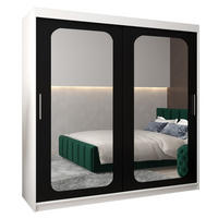 SCHWEBETÜRENSCHRANK 200/200/62 2-türig - Silberfarben/Schwarz, Holz/Kunststoff (200/200/62cm) - Abiks Möbel