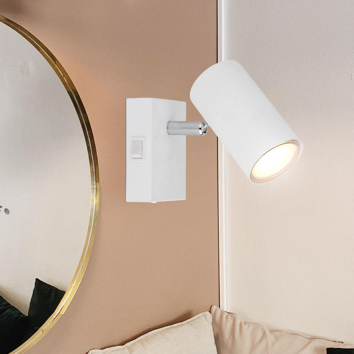 WANDLEUCHTE ROBBY verchromt Weiß - Weiß, Metall (7/10/12cm) - Globo Lighting