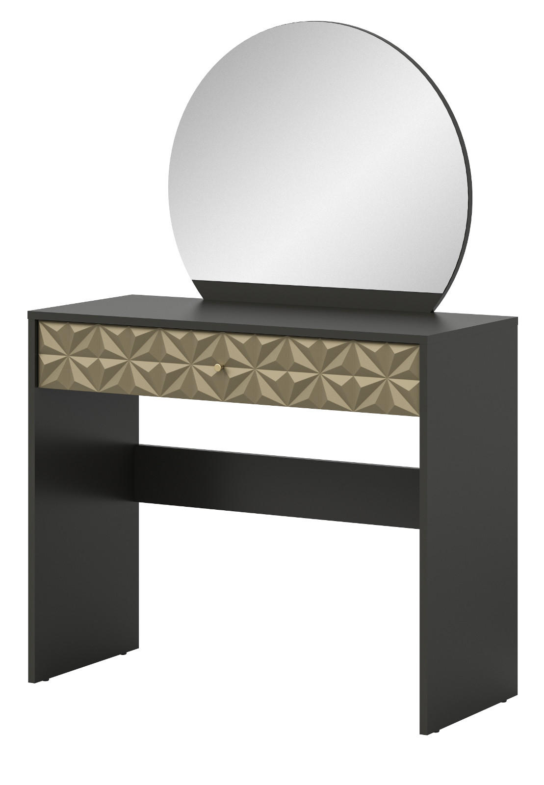 SCHMINKTISCH schwarz und gold 90 cm, Kosmetiktisch mit Spiegel - Goldfarben/Schwarz, Holzwerkstoff/Kunststoff (39/133/90cm) - Inn.Furn