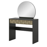 SCHMINKTISCH schwarz und gold 90 cm, Kosmetiktisch mit Spiegel - Goldfarben/Schwarz, Holzwerkstoff/Kunststoff (39/133/90cm) - Inn.Furn
