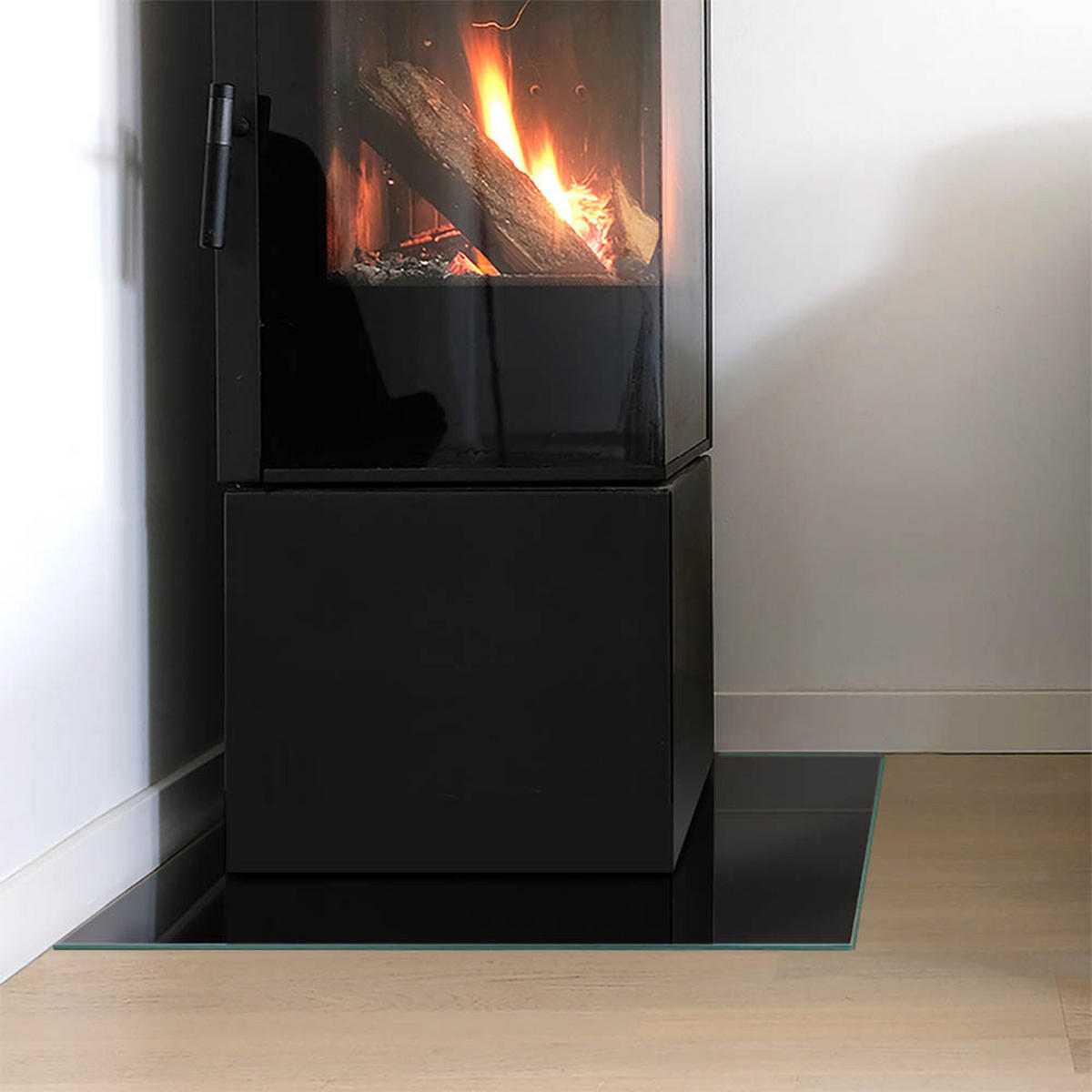 GLASPLATTE für Kamin 50 × 50 cm Schwarz - Schwarz, Glas (50/50/0.4cm) - ArtPrintCave