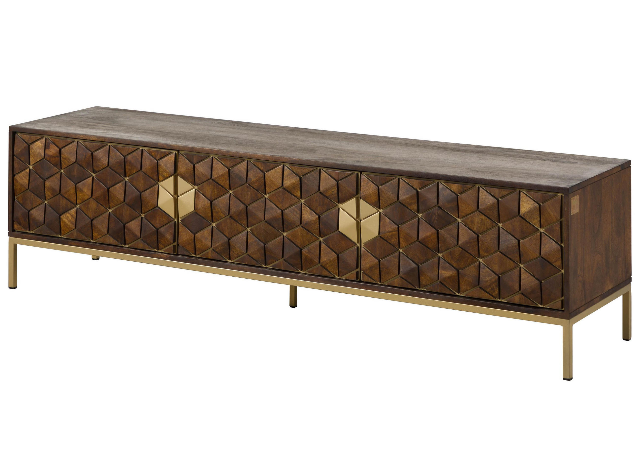TV-BOARD Mango 180x45x50 braun geölt DIAMOND #224 - Braun, Holz (180/50/45cm) - Massivmoebel24