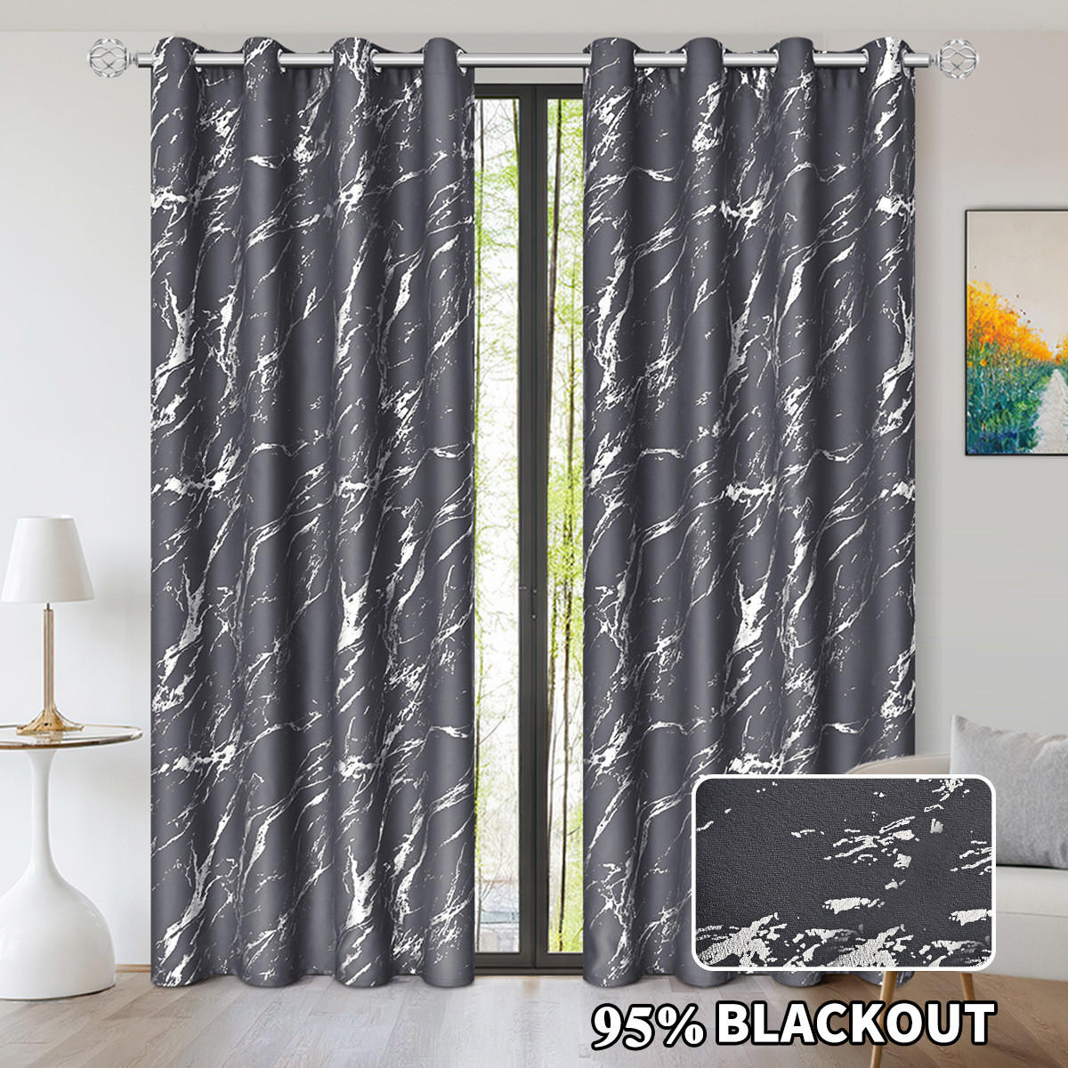 VERDUNKELUNGSVORHANG – Dunkelgrau – 132 cm x 213 cm – 2 Schal - Dunkelgrau, Textil (132/213cm)