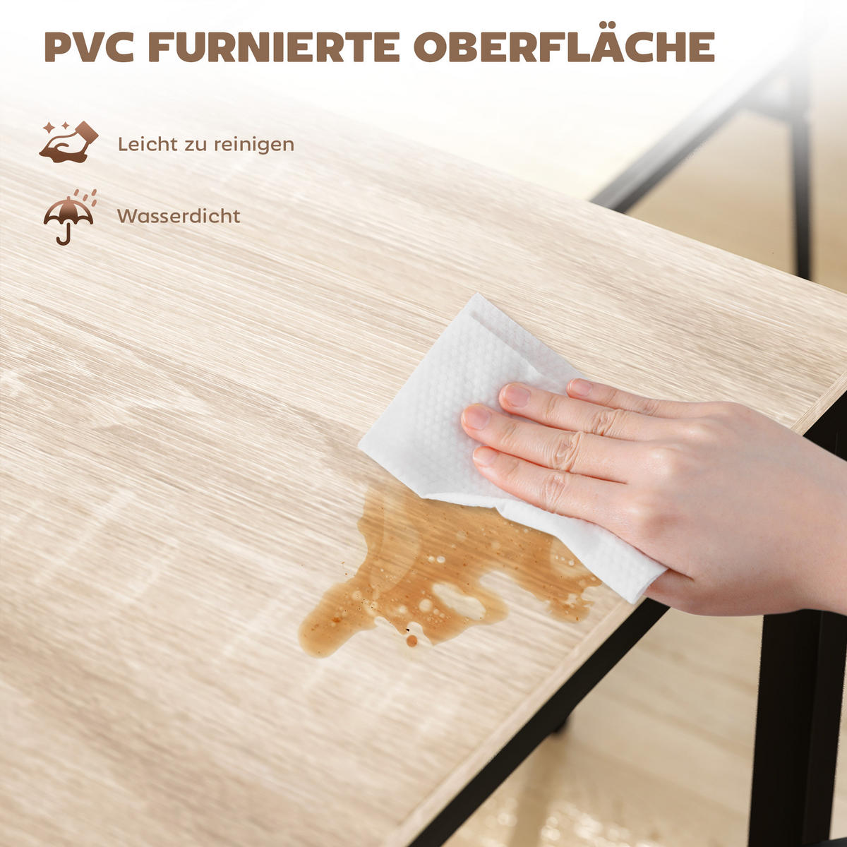 ESSGRUPPE DE-10084 5-teilig, platzsparend Schwarz - Eichefarben, Metall (63/76.5/100cm) - ComfortXL