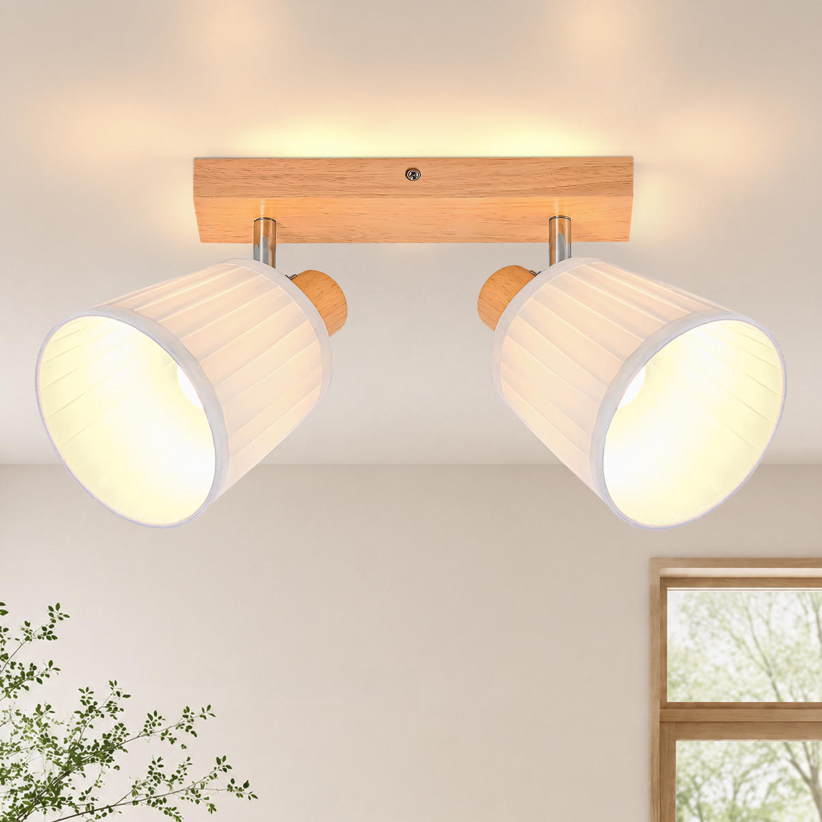 DECKENSTRAHLER Field II 30x19x25cm - Braun, Holz (30/19/25cm) - Nettlife