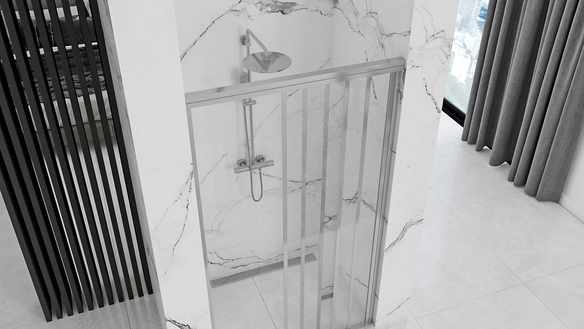 DUSCHTÜR Rea Alex 100 - Chromfarben, Glas (101.5/190cm) - REA