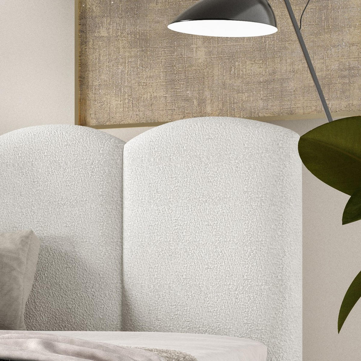POLSTERBETT Bero, 160x200, Bouclé-Stoff, Weiß - Weiß, Textil (160/200cm) - Beautysofa