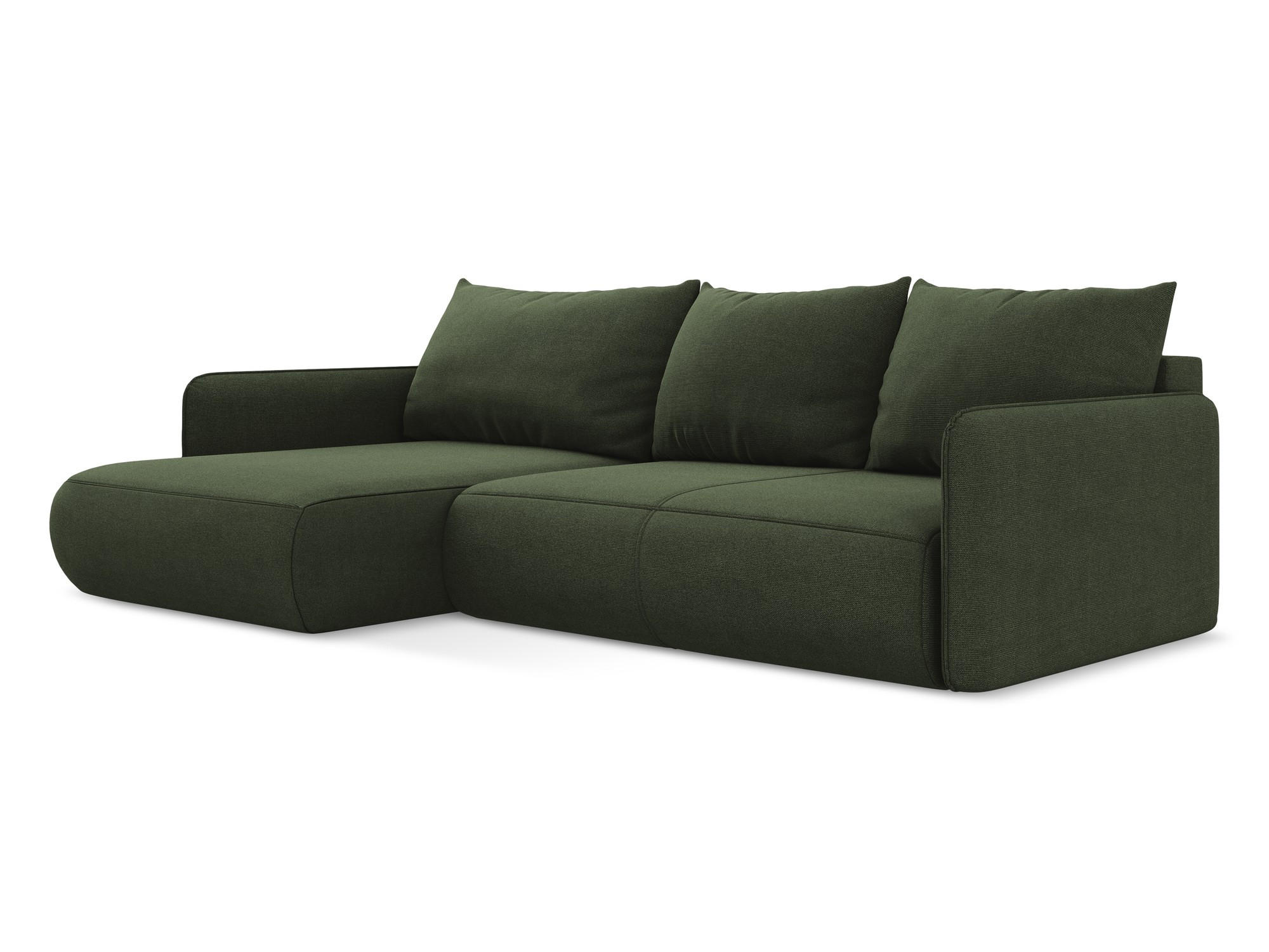 ECKSOFA mit Schlaffunktion Strukturstoff Stoff Grün - Schwarz/Olivgrün, Kunststoff/Textil (148/240cm) - Makamii