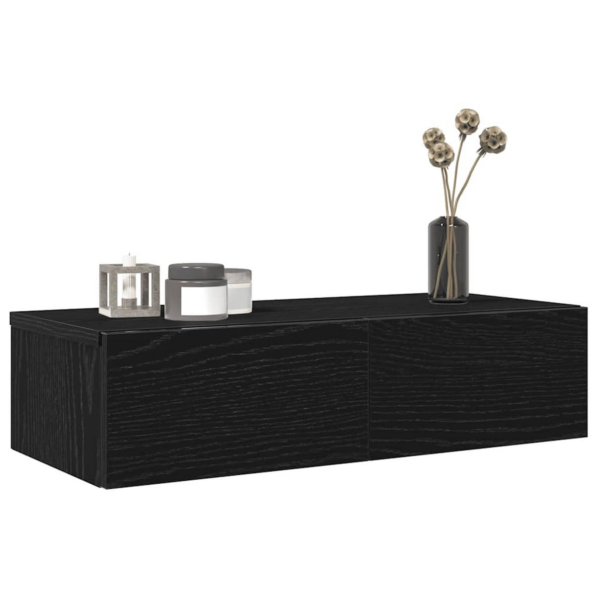 WANDREGAL Mit Schubladen Schwarz 60/26,5/15 Cm Holzwerkstoff - Schwarz, Holzwerkstoff (26.5/15/60cm) - vidaXL