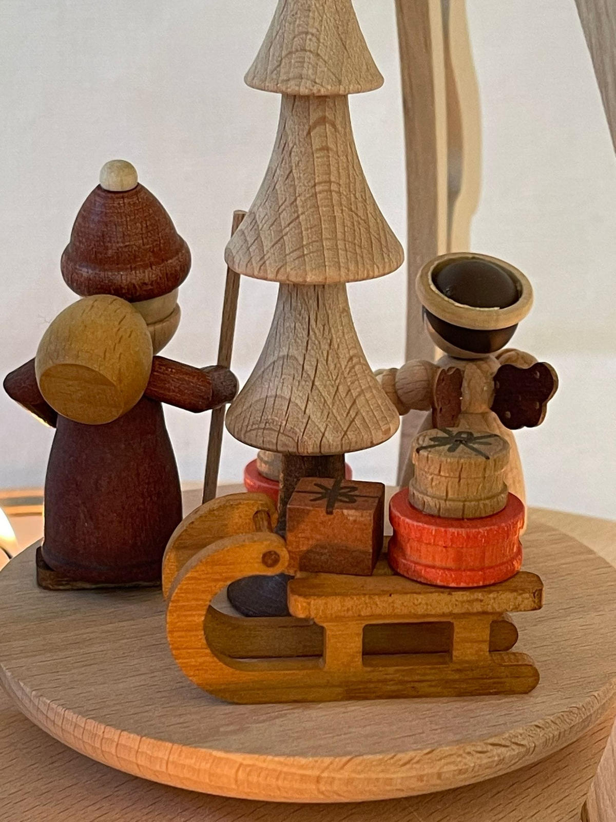 PYRAMIDE Bescherung für 3 Teelichter 23/23/27 cm - Multicolor, Holz (23/27/23cm)