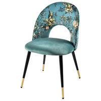 STUHL PRÊT-À-PORTER Samt Türkis 85 cm - Türkis/Goldfarben, Textil/Metall (48/83/49cm) - riess-ambiente