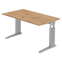 SCHREIBTISCH Serie-U 80/140/74 cm in Wildeiche/Silberfarbengrau - Wildeiche/Silberfarben, Holzwerkstoff (80/140/74cm) - bümö