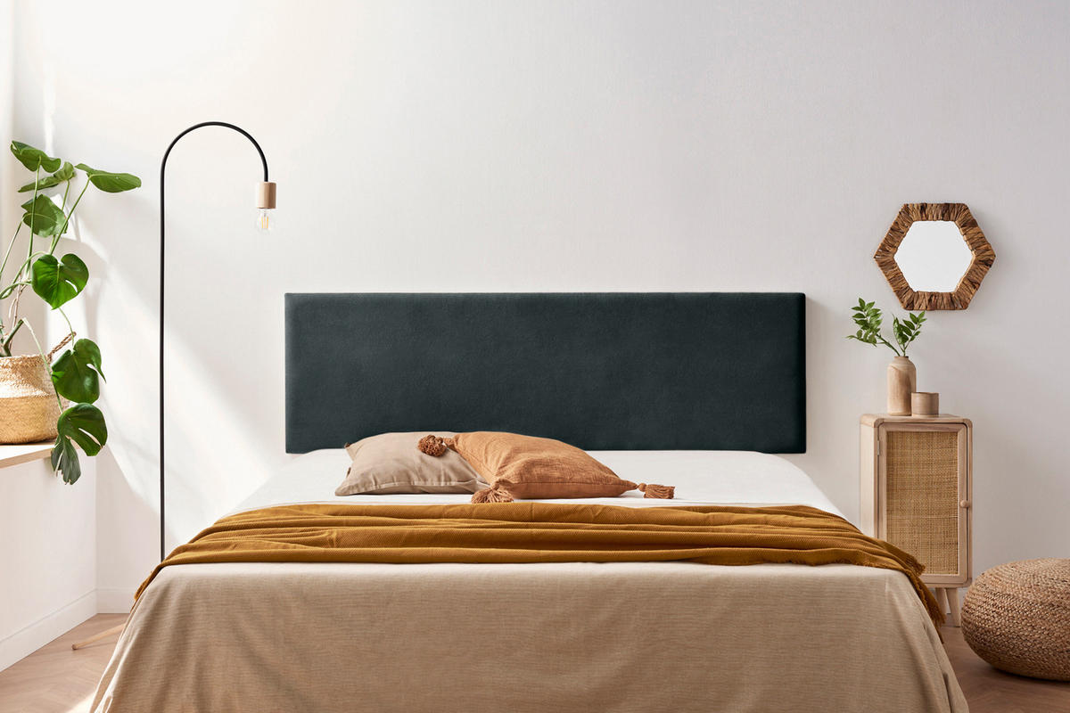 KOPFTEIL gepolstert NOVA Aqualine 115x50x5 cm - Schwarz - Moonia - Schwarz, Holz (115/5/50cm)