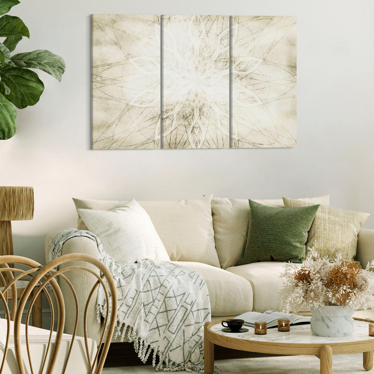 LEINWANDBILD Boho 3-tlg. 90x60 cm - Multicolor, Holz (90/60cm) - LUMASOUL