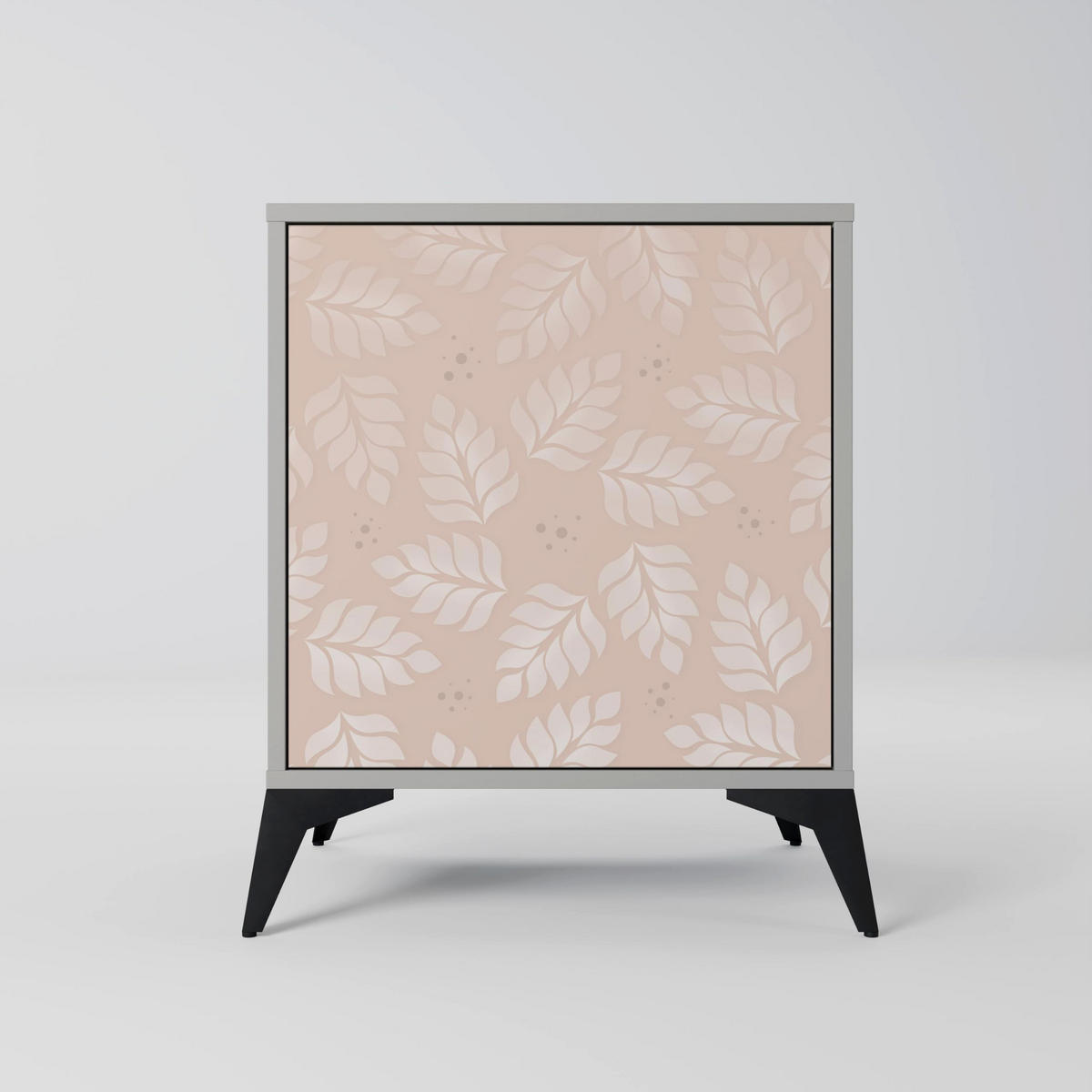 SIDEBOARD LEAVES ON BEIGE, Grau, 57,5x42x57,5 cm, Ohne Füße - Multicolor/Grau, Holzwerkstoff (57.5/57.5/42cm) - SpaceRebels