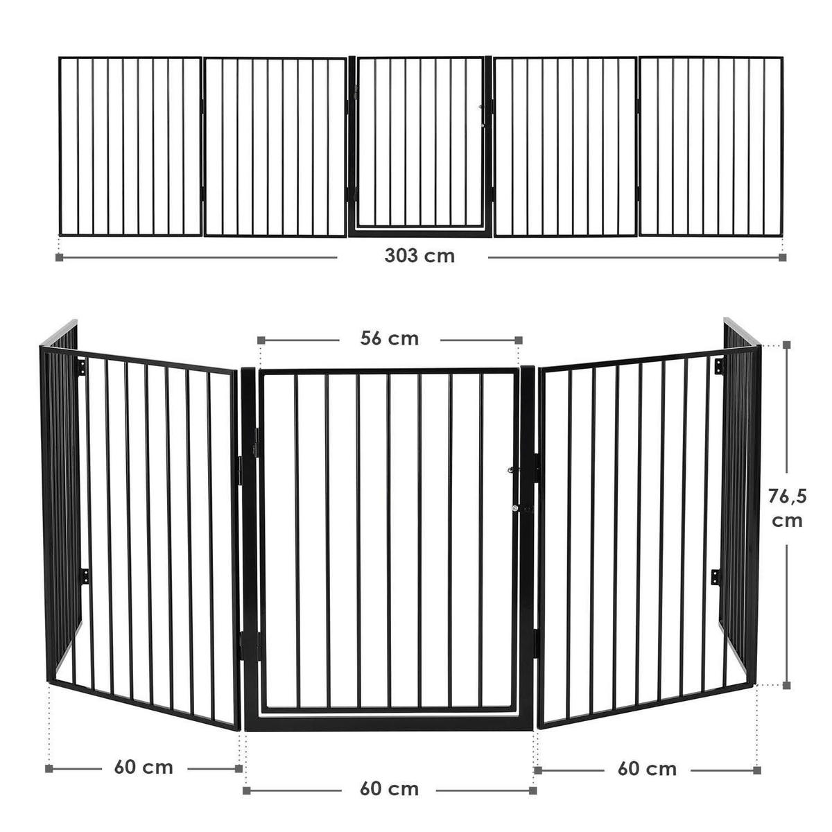 KAMINSCHUTZGITTER 300 cm - Schwarz, Metall (60/76/303cm) - Juskys