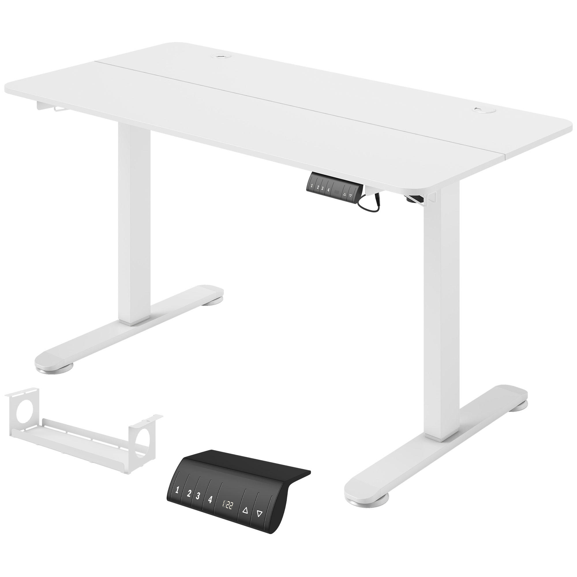 HÖHENVERSTELLBARER Schreibtisch 140 x 70cm Elektrisch Computertisch mit Haken - Weiß, Kunststoff (140/70/116cm) - Vinsetto