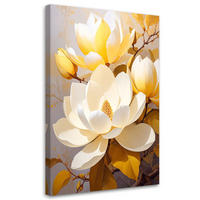 BILD auf Leinwand, Helle Magnolien mit gelbem Licht im Hintergrund - Gelb, Textil (20/30cm) - Feeby