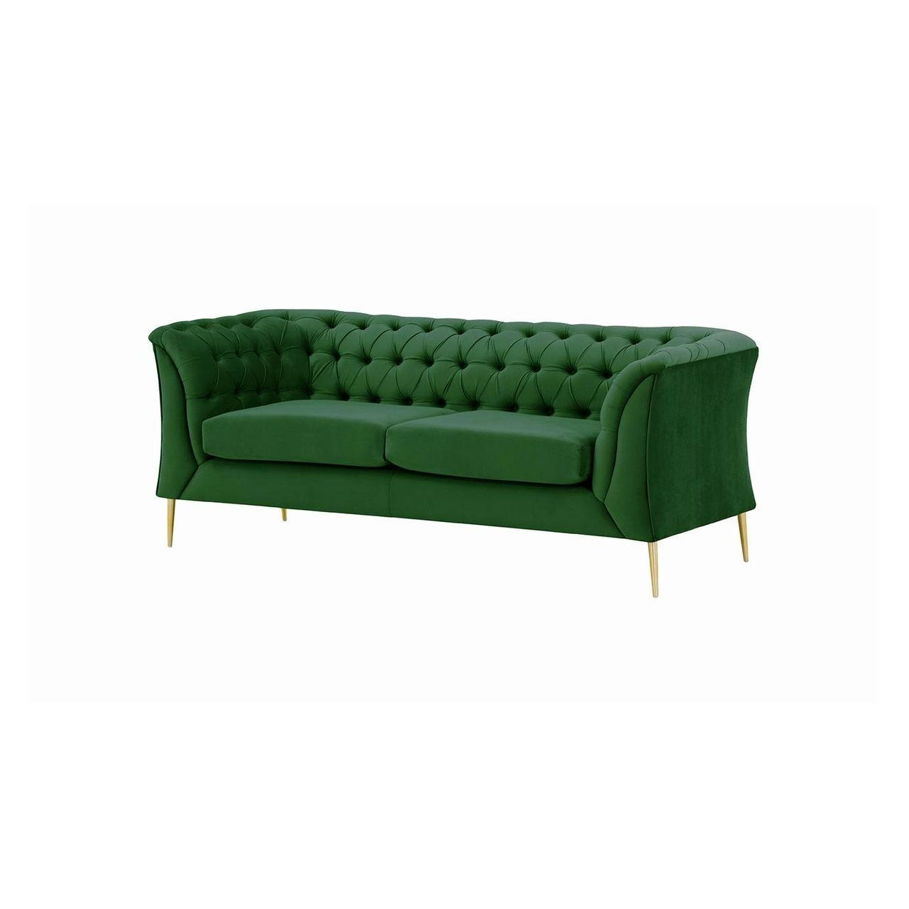 ZWEISITZER-SOFA Chesterfield Modern-Velluto 10 - Grün, Holz/Textil (183/74/80cm)