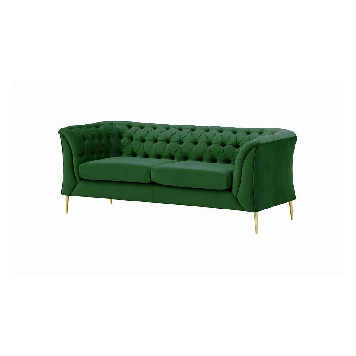 ZWEISITZER-SOFA Chesterfield Modern-Velluto 10 - Grün, Holz/Textil (183/74/80cm)