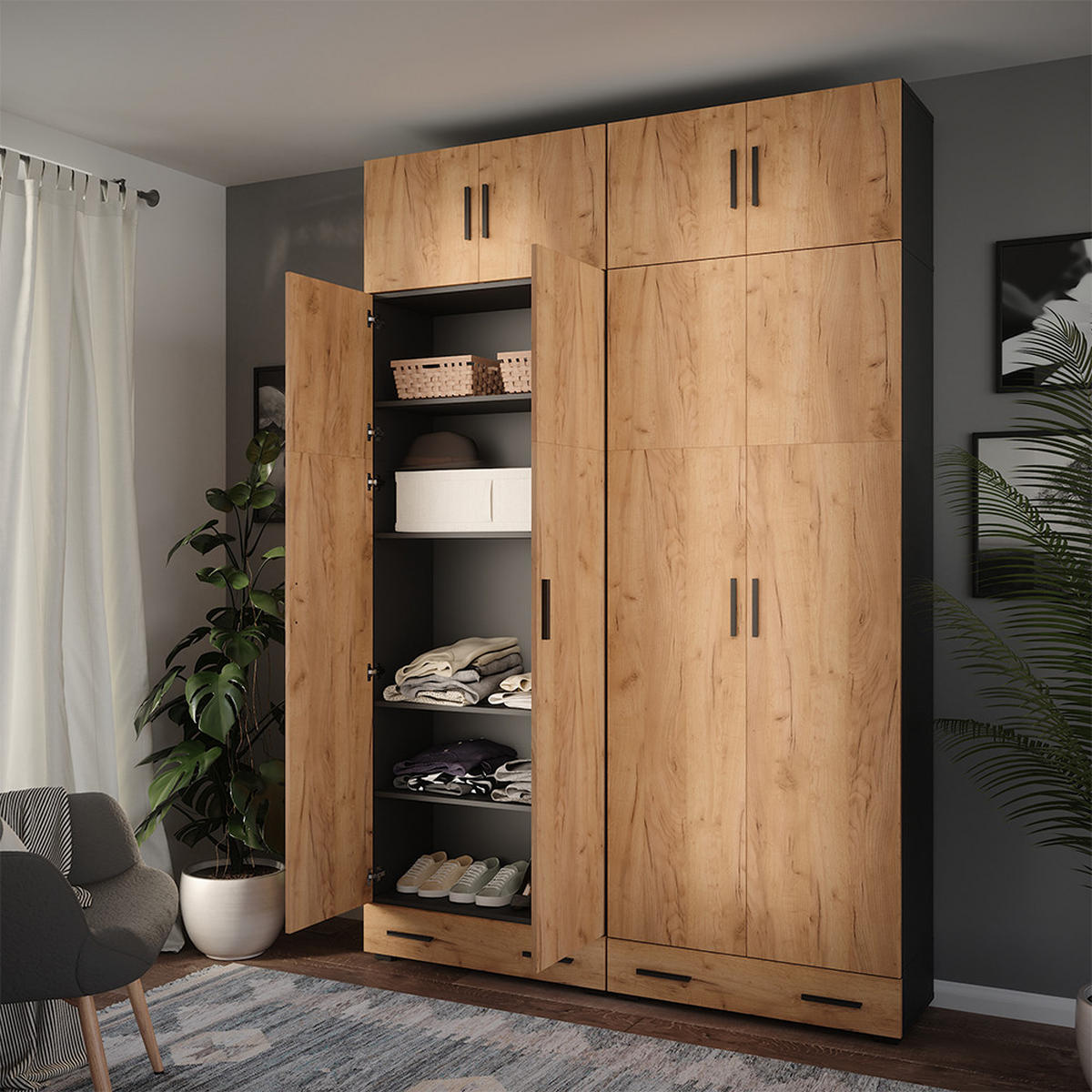 Anthrazit, Holzwerkstoff (80/201.2/37cm) - Vicco