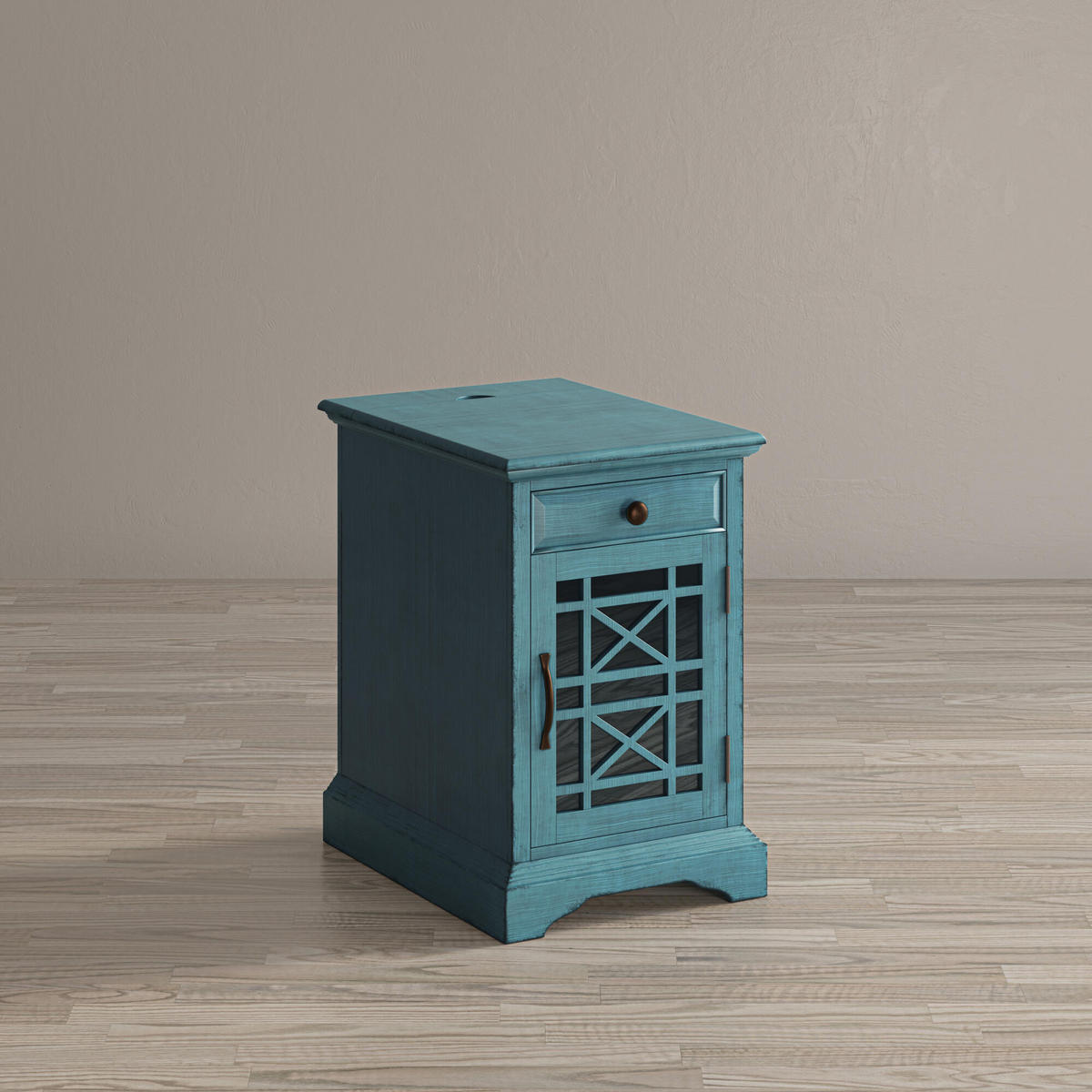NACHTTISCH AVOLA Blau 41x56x64 cm - Blau, Holz (41/64/56cm) - FURNLUX