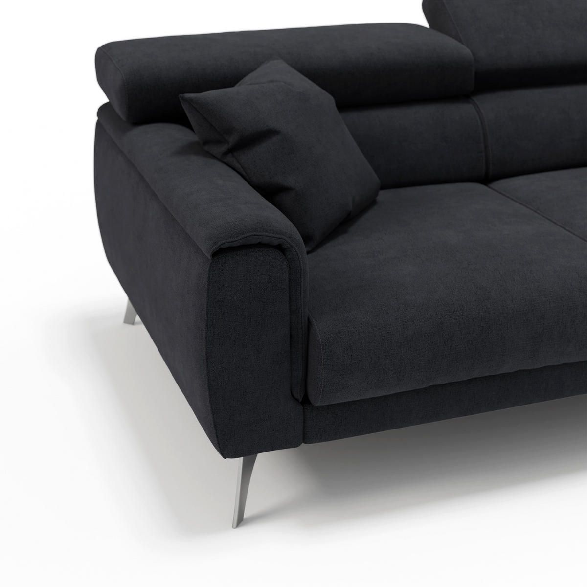 LINEARSOFA Caravaggio - Schwarz, Textil (244/73/102cm) - Divani.store