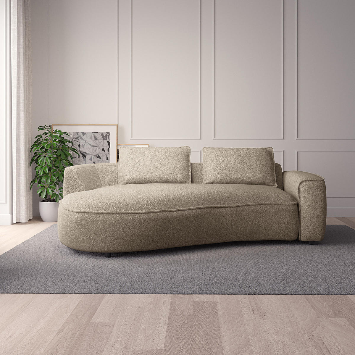 2,5-SITZER SOFA - Beige/Schwarz, Kunststoff/Textil (217/82/146cm) - home24