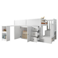 HOCHBETT 90/200 cm in Weiß Kinderbett mit Schreibtisch, Schrank und Schubladen - Weiß, Holzwerkstoff (90/200cm) - STILVORA