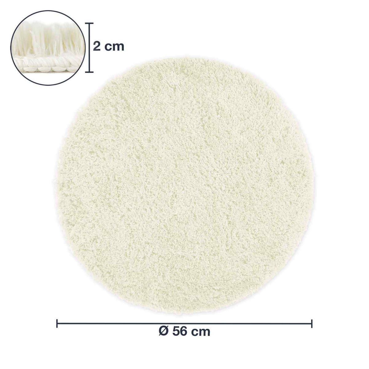 RUNDE BADEMATTE Florenz - Creme, Textil (56/56cm) - WohnDirect