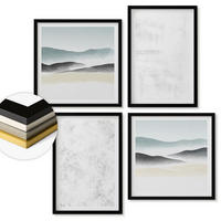 WANDBILDER 4er-Set - 50x50 cm & 40x60 cm Schwarzer Rahmen - Weiße Flecken auf Leinwandhintergrund - Schwarz, Kunststoff (50/50cm) - ArtPrintCave
