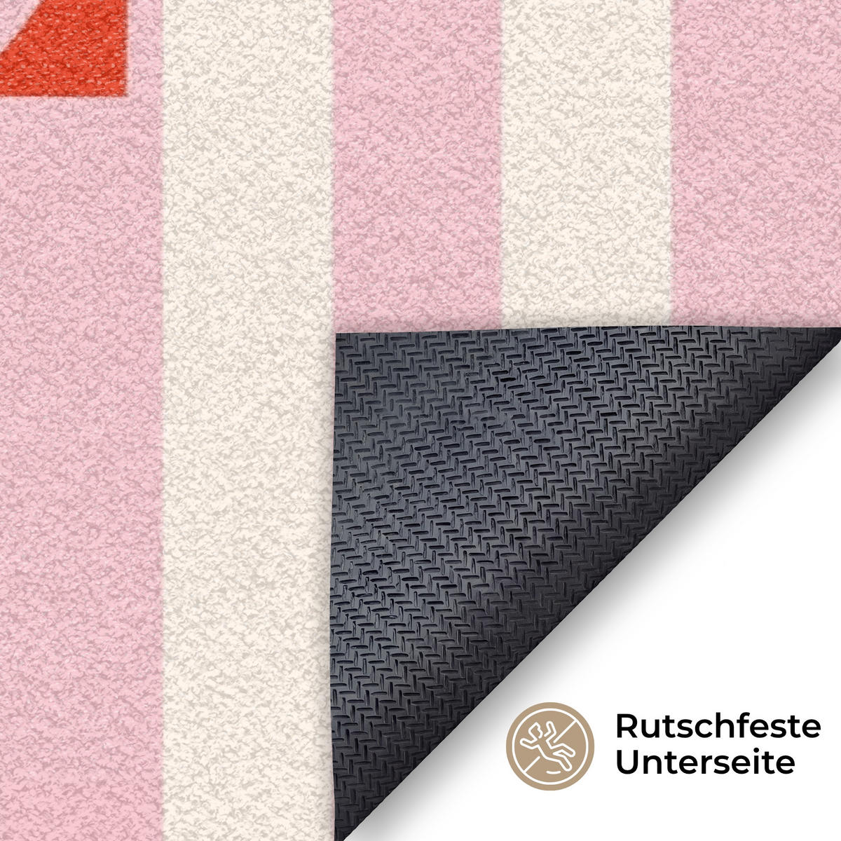 FUSSMATTE Zartrosa – Rot – Streifen – Chill 120x80 cm - Rosa, Kunststoff (120/0.4cm) - MuchoWow