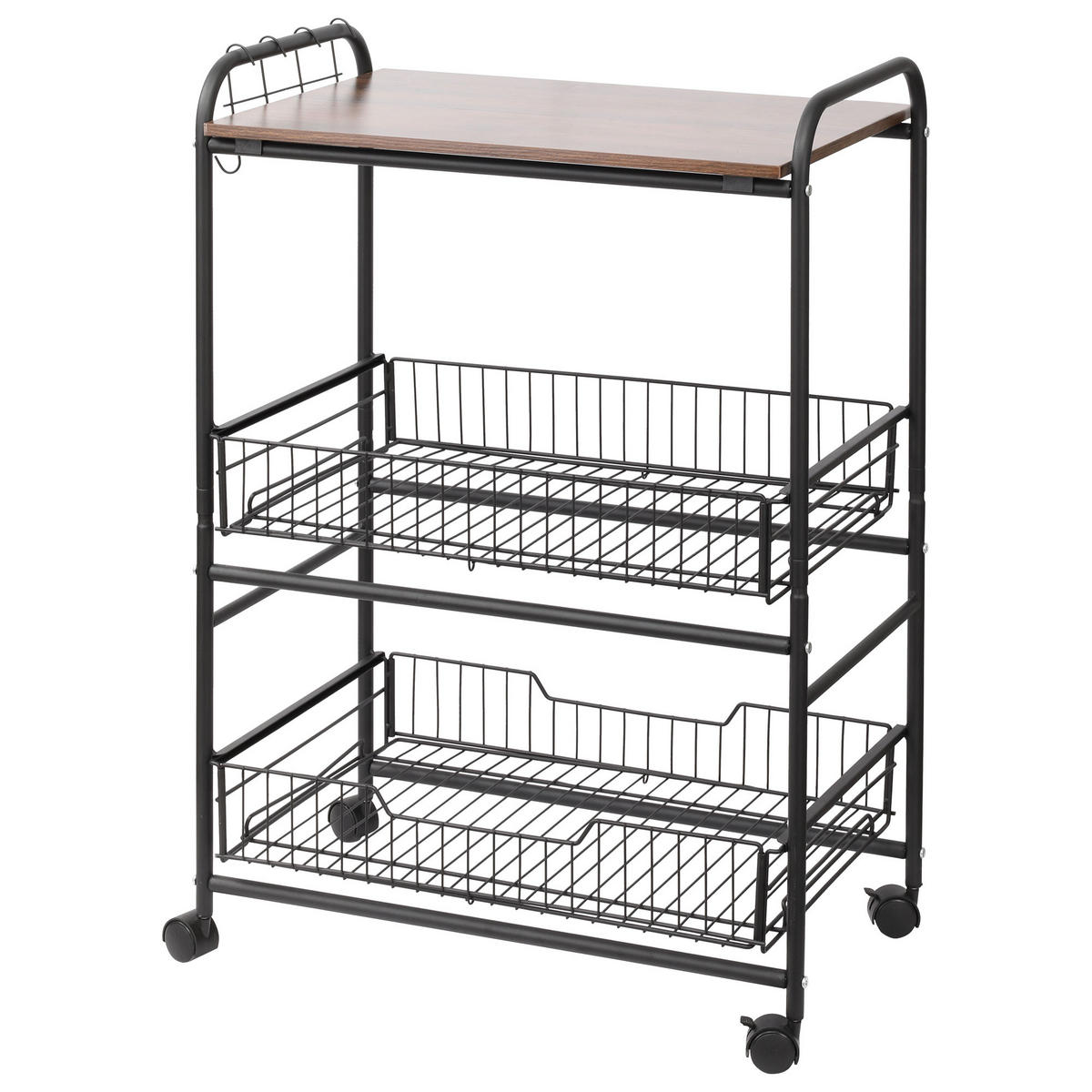 KÜCHENWAGEN, Industriestil-Wagen mit 4 Rollen, 60 x 38 x 85,5 cm, Braun Schwarz - Multicolor, Metall (60/85.5/38cm) - FORIOUS