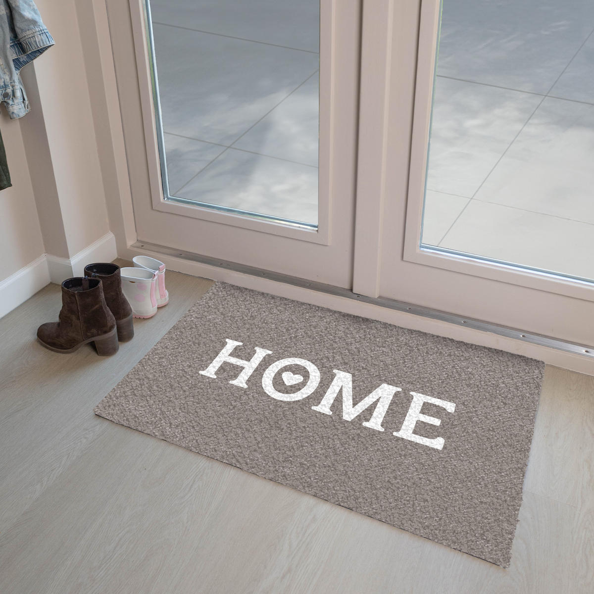 FUSSMATTE Startseite - Text - Taupe Fußabtreter 90x60 cm - Taupe, Kunststoff (90/0.4cm) - MuchoWow