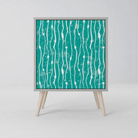 SIDEBOARD TURQUOISE RAIN, Grau, 57,5x42x77,5 cm, Schräge Buchenholzfüße - Buchefarben/Multicolor, Holzwerkstoff/Buchenholz (57.5/77.5/42cm) - SpaceRebels